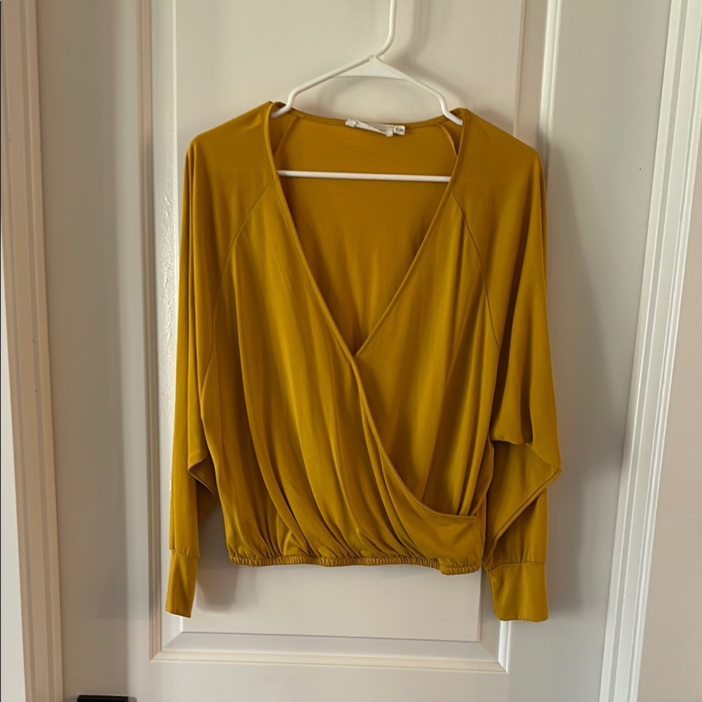 Mustard Yellow Women's Wrap Top